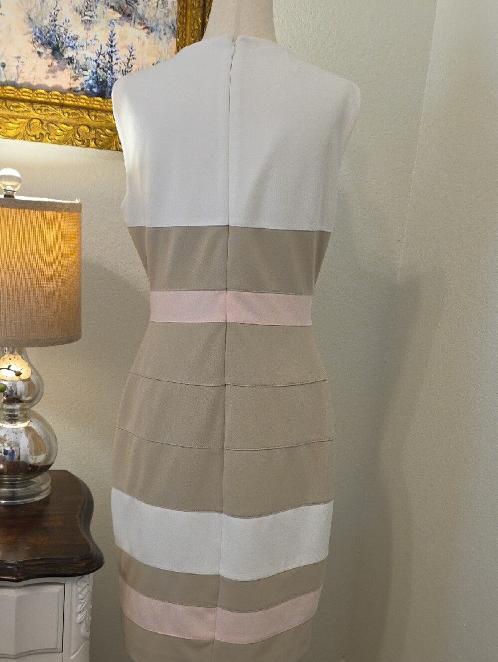 Marc New York Beige, White and Light Pink Colorblock Sheath Dress - Picture 6 of 6